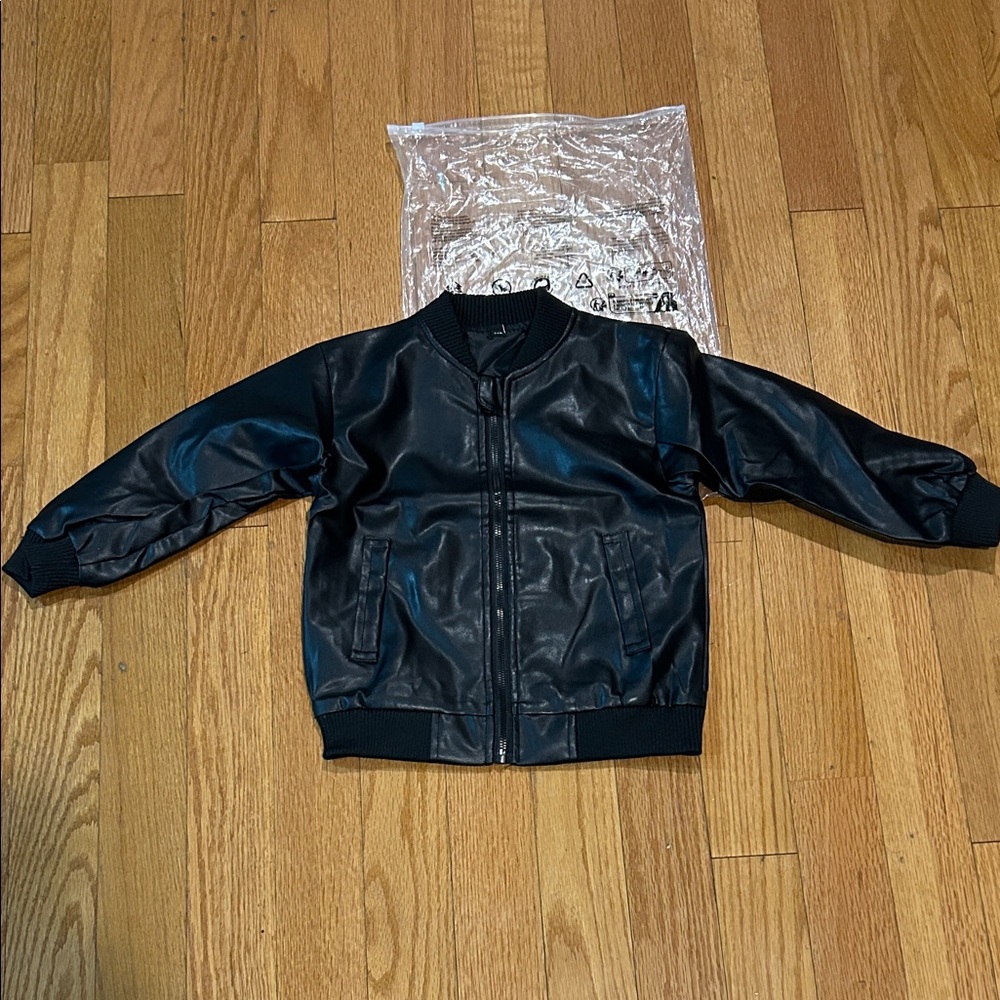 Brand New Kids 4/5T Black FAUX Leather Jacket